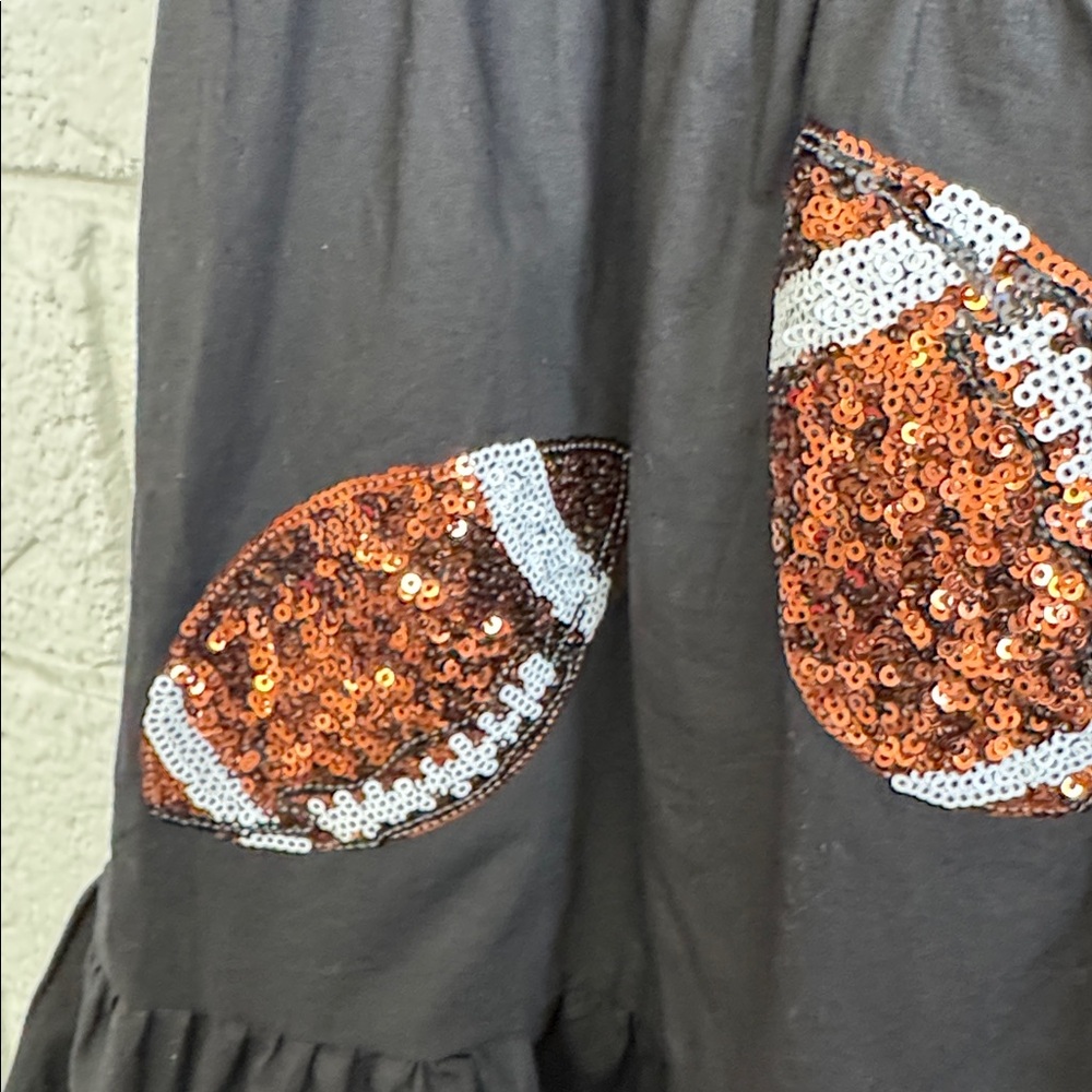 Peach Love California Black Football Print Mini Dress Small Sequins - Picture 5 of 6